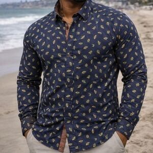 A Fish Named Fred Shirt Men S Koi Fish‎ All Over Print Navy Flip Cuff Preppy